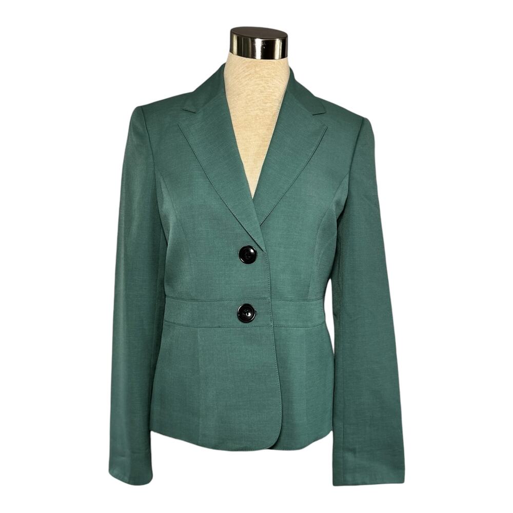 Evan Picone Size 6 Deep Green Tailored Blazer Lined Two-Button Career Jacket
